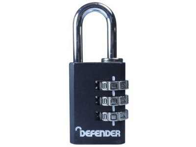 DEFENDER - Black Die-Cast Combination Padlock 30mm