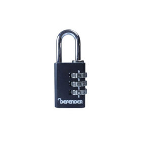 DEFENDER - Black Die-Cast Combination Padlock 30mm