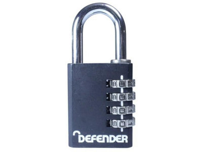 DEFENDER - Black Die-Cast Combination Padlock 40mm