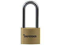 DEFENDER - Brass Padlock Long Shackle 40mm Keyed Alike