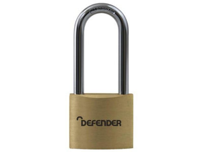 DEFENDER - Brass Padlock Long Shackle 40mm