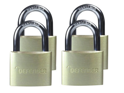 DEFENDER DFAL4Q Aluminium Padlock Quad Pack 40mm DEFDFAL4Q