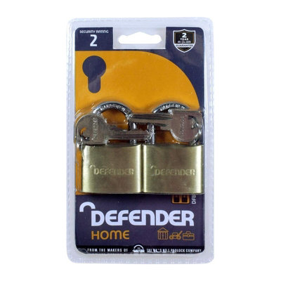 DEFENDER DFBP4T Brass Padlock Twin Pack 40mm DEFBP4T