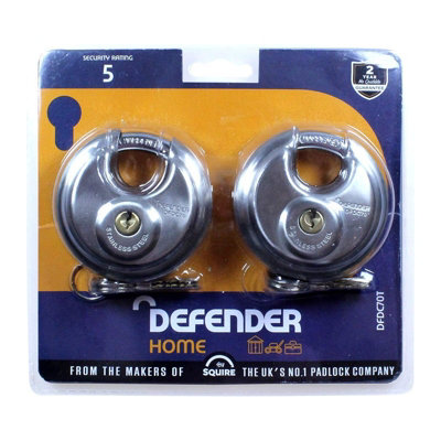 Defender Discus Padlock Twinpack 70mm for Ultimate Security
