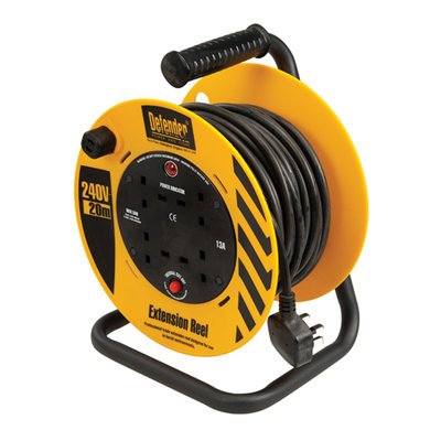 Defender Light Cable Reel 20 Metre - 4 Sockets 230v / 13A