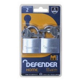 Defenders Aluminium Padlock (Pack of 2) Silver (40mm)