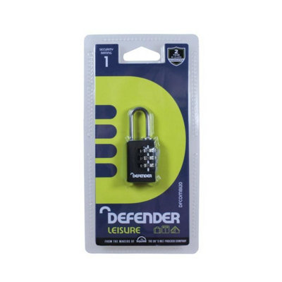 Defenders Combination Padlock Black (20mm)