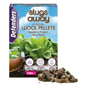 Defenders Slugs Away Wool Pellets 1L Natural, Poison Free Slug Deterrent