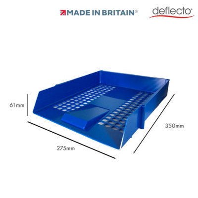 Deflecto A4 Essential Letter Tray in Blue, A4 Paper Tray Organiser ...