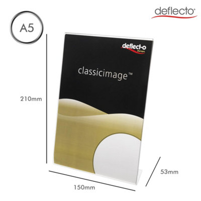 Deflecto A5 Portrait Slanted Sign Holder, A5 Plastic Display Stand, A5 ...
