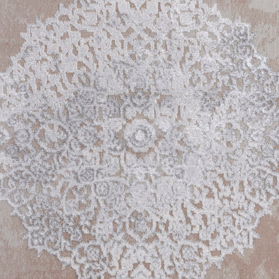 DEFNE Vintage Traditional Oriental Boho Beige/White Area Rug 160 x 220 cm