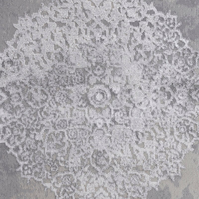 DEFNE Vintage Traditional Oriental Boho White/Grey Area Rug 80 x 150 cm