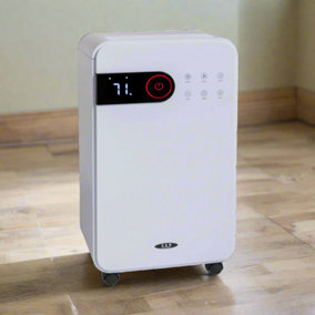 Dehumidifier 12L/Day with Digital Humidity Display, Continuous Drainage, 2L Water Tank, 24-Hour Timer, Sleep Mode, Laundry Mode, C