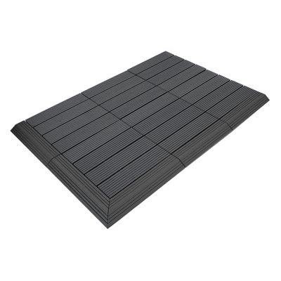 Dekco 1 Piece Black Composite Interlocking Left Edging Tile 37cm x 7cm