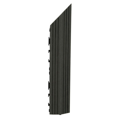 Dekco 1 Piece Black Composite Interlocking Right Edging Tile 37cm x 7cm