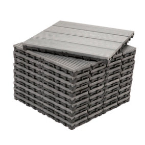 Dekco Pack of 10 Grey Composite Decking Interlocking Tiles 30cm x 30cm
