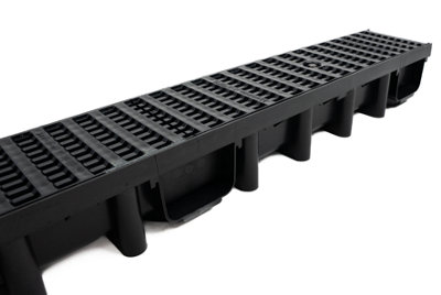 DekDrain Eezee with PVC Grating B125 Grid Black (1000x131x98mm) Pack of 10