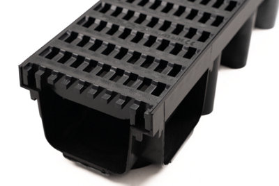 DekDrain Eezee with PVC Grating B125 Grid Black (1000x131x98mm) Pack of 16