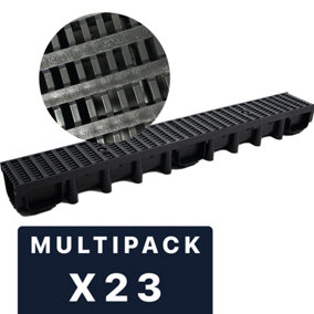 DekDrain Eezee with PVC Grating B125 Grid Black (1000x131x98mm) Pack of 23