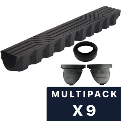 DekDrain Threshold 1m Length Channel Drainage Pack of 9