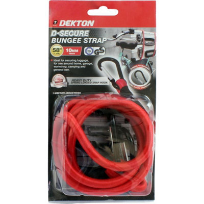 Dekton 10mm D Secure Elastic Stretch Bungee Cords Hooks Tie Down Straps Rope 58"