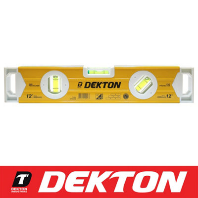 Dekton 12" Builders Level With 3 Angle Horizontal Vertical Vials Aluminium 300mm