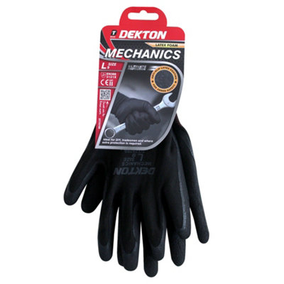 Dekton 12 Pack  Mechanics Latex Foam Coated Gloves, Size 9/L, Cat11, En388