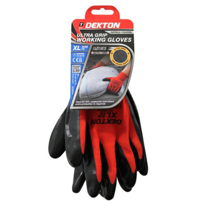 Dekton Nitrile Coated High Ultra Grip Work Gloves – Red, Sizes M/L/XL, Sold In 1, 6, Or 12 Packs