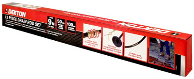 Dekton 12pc 9 Meter Drain Rod Set With Accessories.