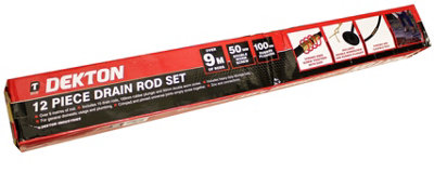 Dekton 12pc 9 Meter Drain Rod Set With Accessories.
