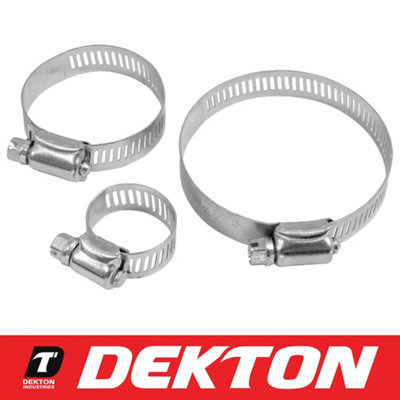 Dekton 15pc Hose Pipe Jubilee Clip Set Clamp Stainless Steel 16mm 20mm 25mm