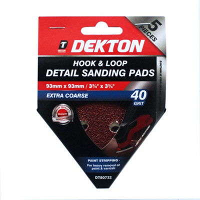 Dekton 20pc 40 Grit Hook And Loop Detail Sanding Pads   93mm X 93mm