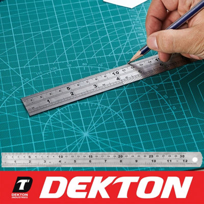 Dekton 300mm Stainless Steel Ruler Metal Grill Size Gauge Guide Metric Imperial