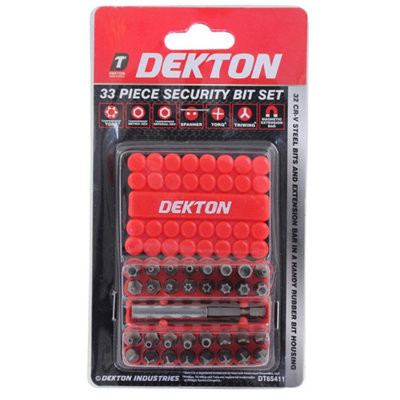 Dekton 33pc Security Screwdriver Bit Set Hex Tamper Proof Spanner Torx Star Key
