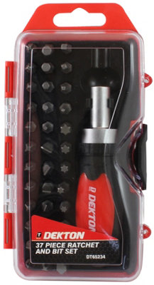 Dekton 37pc Stubby Ratchet Screwdriver And Bit Set