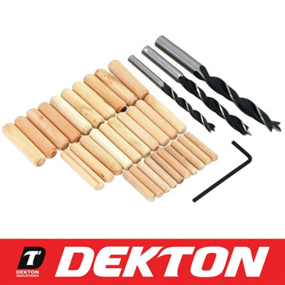 Dekton 43 Piece Wooden Dowel Drill Set With Centering Tips DIY Wood Work Wrench