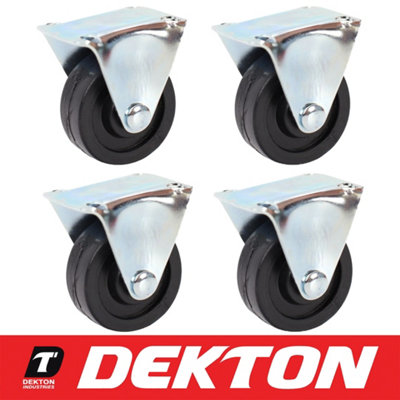 Dekton 4pc Swivel & Fixed Castor Wheels Set Trolley Furniture Appliances 40mm