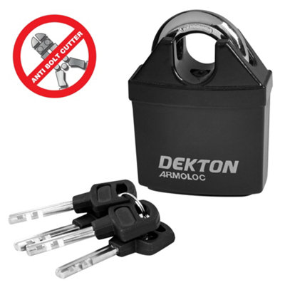 Dekton 50mm Black Closed Shackle Hardened Steel Padlock With 4 Keys