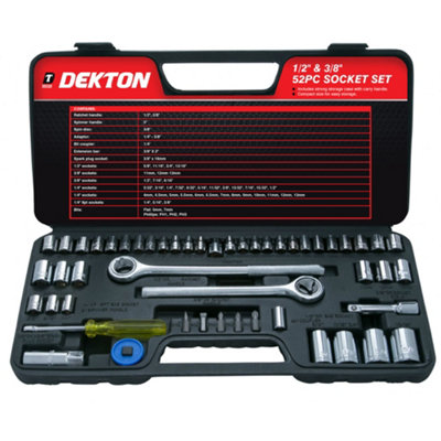 Dekton 52pc 1 4 3 8 1 2 inch Socket Set DIY at B Q