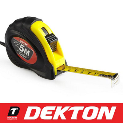 Dekton 5m 16ft Tape Measure Metal Retractable Griplock Metric Measuring Imperial