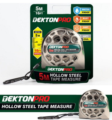 Dekton 5m Retractable Tape Measure Hollow Stainless Steel Tape Measure Home DIY