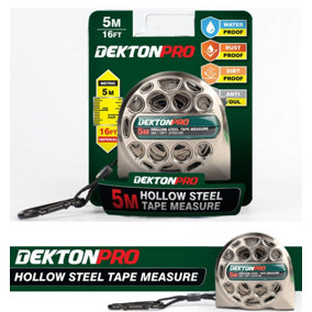 Dekton 5m Retractable Tape Measure Hollow Stainless Steel Tape Measure Home DIY
