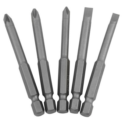 Dekton 5pc Power Bit set,Crv,75mm,Includes: Flat: 5mm, 6mm, Phillips: PH1, PH2, Pozi: PZ2.