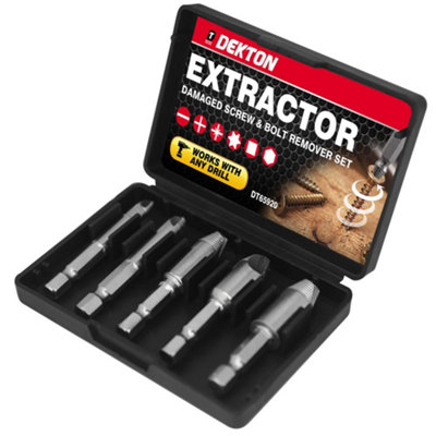 Dekton 5pc Screw Bolt Extractor Set ,Sizes: 0, 1, 2, 3, 4.