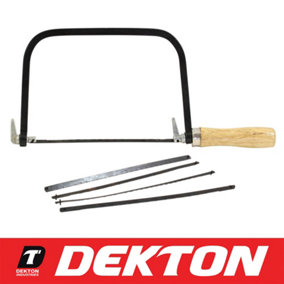 Dekton 6 Coping Fret Saw Wooden Handle Steel Metal Frame With 5 Blades