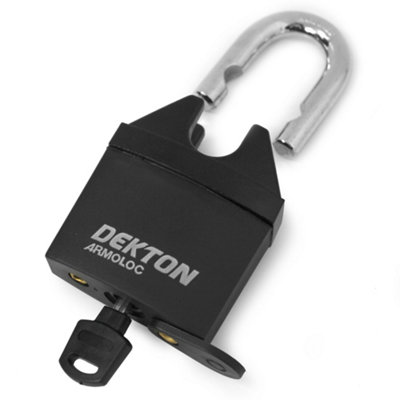 Dekton 60mm Black Closed Shackle Hardened Steel Padlock With 4 Keys