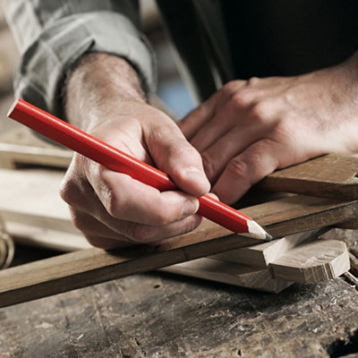 Snap Off Knife Dekton Refillable Carpenter Pencil - Anti-Slip Grip, Works On Wood/Metal/Concrete, Includes 3 Leads & Clip Anti-slip Grip Carpenter Pencil
