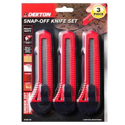 Dekton DT60126 3 Piece Snap-Off Cutter Set Large Retractable Blade