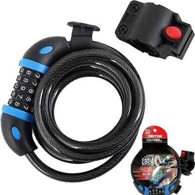 Dekton DT71210 5 Digit Combination Cable Lock & Holder 12x1500mm