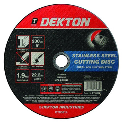 Dekton DT80614 230mm Cutting Disc Stainless Steel Ultra Thin Flat
